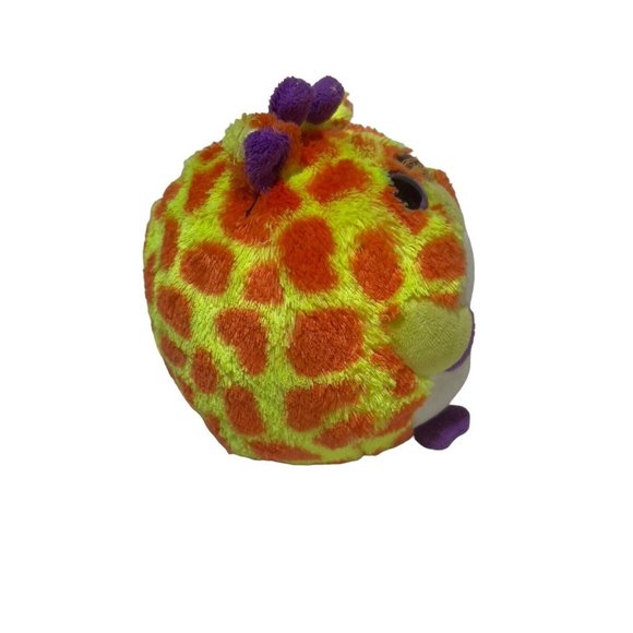 TY 2014 Beanie Ballz 5” TOBY Plush Big Sparkle Purple Eyes Giraffe Ball Toy - Picture 4 of 11